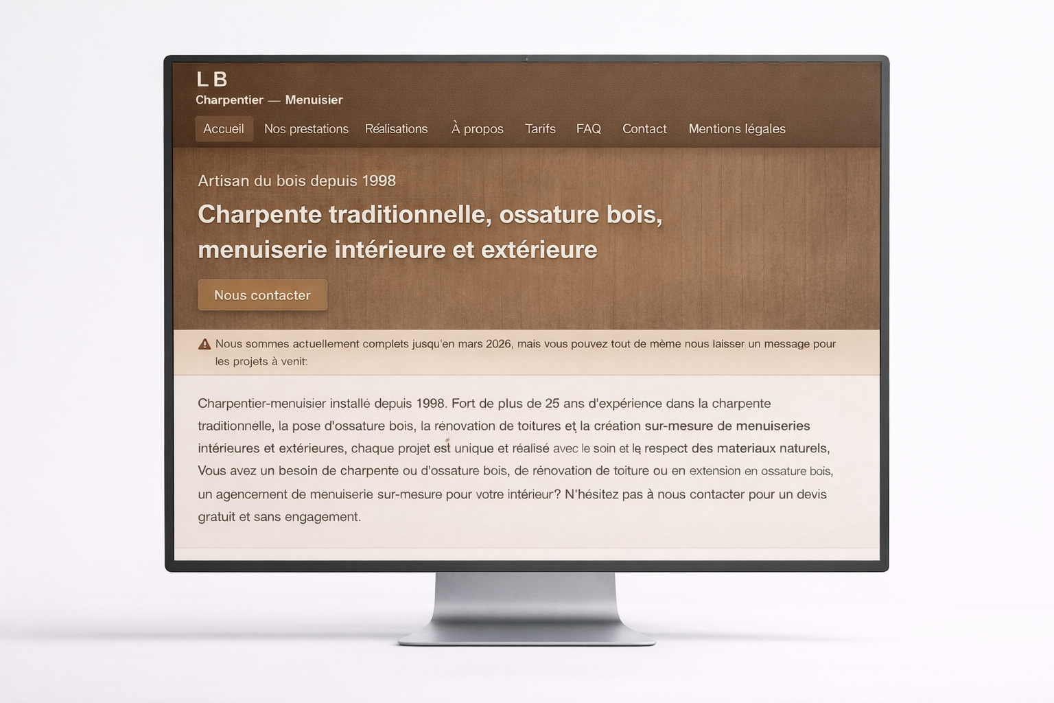 Exemple de site artisan peu lisible